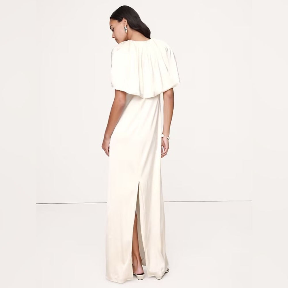 NEW! Banana Republic Stretch-Satin Cape Maxi Dress - Picture 2 of 7